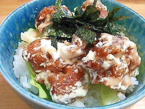 揚げない唐揚げ粉deからあげマヨぽん酢丼